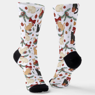 Süße Katzen und Weihnachtsdekorationen Muster Sock Socken