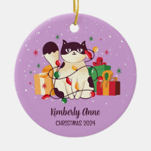 Süße Katzen-Weihnachts-Kitty-Schneewinterferien Keramik Ornament