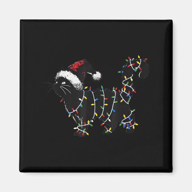 Süße Katzen-Weihnachtsbaumlichter Lustiger Santa-K Magnet (Vorne)