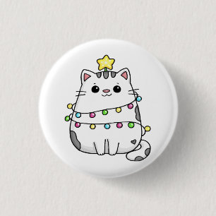 Süße Katzen-Weihnachtsgestaltung Button