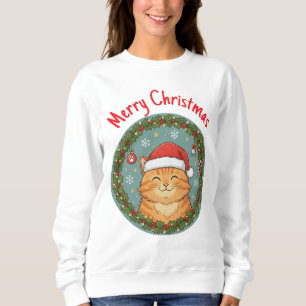 Süße Katzen-Weihnachtsgirlande Sweatshirt