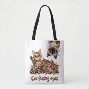 Süße Katzenaugen Trio in Blüte Katzen 👁️ Tasche