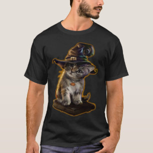 Süße Katzenbaby-Hexe Halloween-Zauberbuch T-Shirt