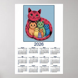 Süße Katzenfamilie 2026 Katzenkalender Poster