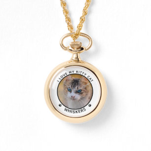 Süße Katzenfoto-Name-Pfotenabdrücke Personalisiert Armbanduhr