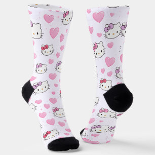Süße Katzengesichter & Herzen Muster im Kawaii-Sti Socken