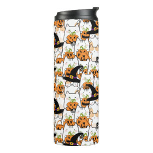 Süße Katzenhexe hält Bumkin Halloween Thermosbecher