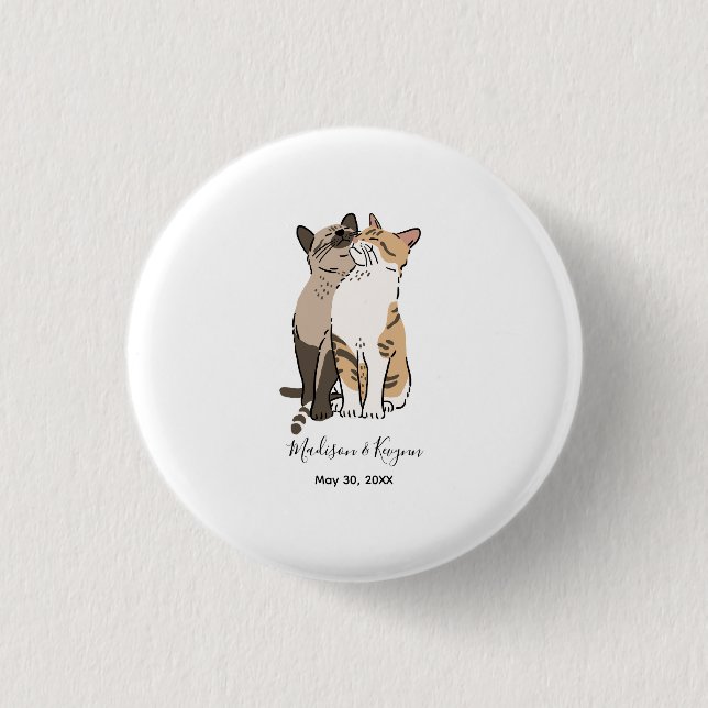 Süße Katzenhochzeit Button (Vorderseite)