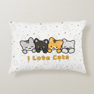 Süße Katzenillustration Ich liebe Katzen Kawaii Ca Dekokissen