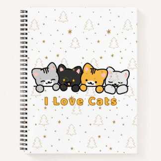 Süße Katzenillustration Ich liebe Katzen Kawaii Ca Notizbuch
