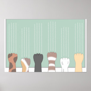 Süße Katzenkrallen, die Kratzer hinterlassen. Poster