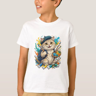 Süße Katzenkünstlerin - Zurück zur Schule Kunst T-Shirt
