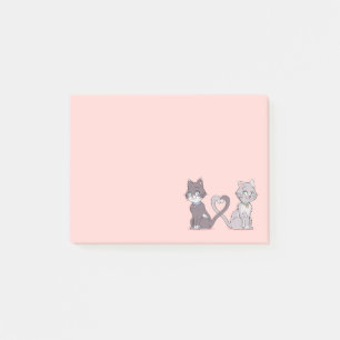 Süße Katzenliebhaber Graue Katze Rosa Kätzchen Lie Post-it Klebezettel