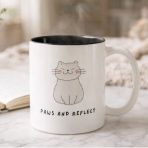 Süße Katzenliebhaber Illustration Lustig: Paws And Zweifarbige Tasse