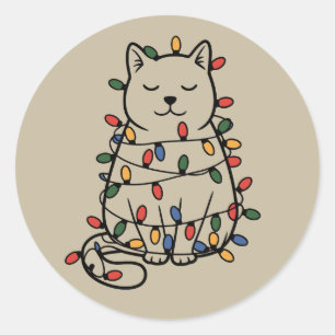 Süße Katzenliebhaber Weihnachtslichter Katzenmutte Runder Aufkleber