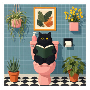 Süße Katzenliebhaberin Badezimmer Kunst Fotodruck