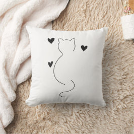 Süße Katzenliniendrawing, mit drei Herzen Kissen