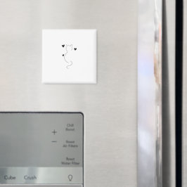 Süße Katzenliniendrawing mit drei Herzen Magnet