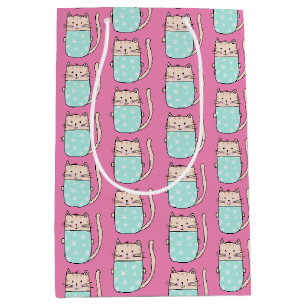 Süße Katzenmädchen rosa  Mittlere Geschenktüte