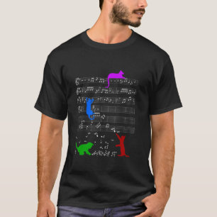 Süße Katzenmusiknoten-Kitty-Klaviermusiker-Schlüss T-Shirt