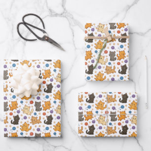 Süße Katzenmuster Geschenkpapier Set