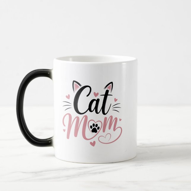 Süße Katzenmutter-Farbwechsel-Tasse Verwandlungstasse (Links)