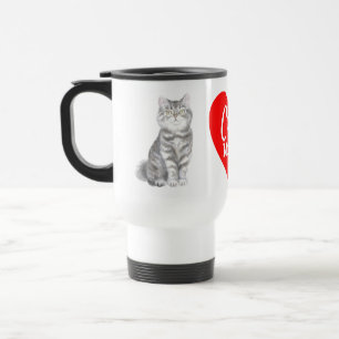 Süße Katzenmutter Graue / Silber getigerte Katze K Reisebecher
