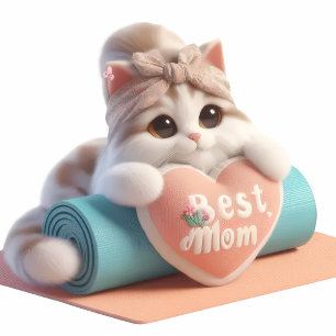 Süße Katzenmutter-Herzkissen – Süßes Geschenk-Deko Rundes Kissen