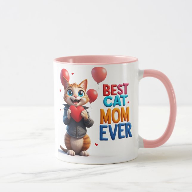 Süße Katzenmutter Kitty mit großen Augen 🐱 Tasse (Rechts)