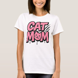 Süße Katzenmutter Rosa Schrift Lustiger Katzenlieb T-Shirt