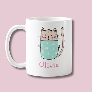 Süße Katzenpersonalisierte benutzerdefinierte Name Kaffeetasse