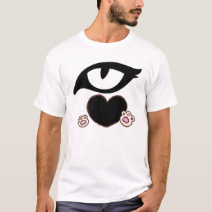 Süße Katzenpfote Herz mit Kawaii Augen T-Shirt