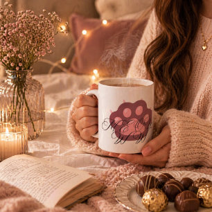 Süße Katzenpfote "MIAU" Kalligrafie – Anbetungswür Kaffeetasse