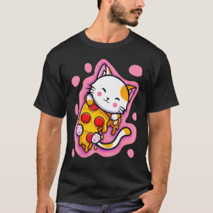 Süße Katzenpizza Japanische Frauen oder Mädchen T-Shirt