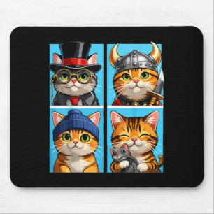 Süße Katzenporträt-Pop-Art-Katzen Süßer Farbblock Mousepad