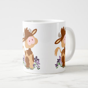 Süße kauende Cartoon-Kuh Jumbo-Tasse