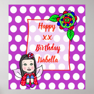 Süße kaukasische Feen-Girl-Happy-Birthday Poster