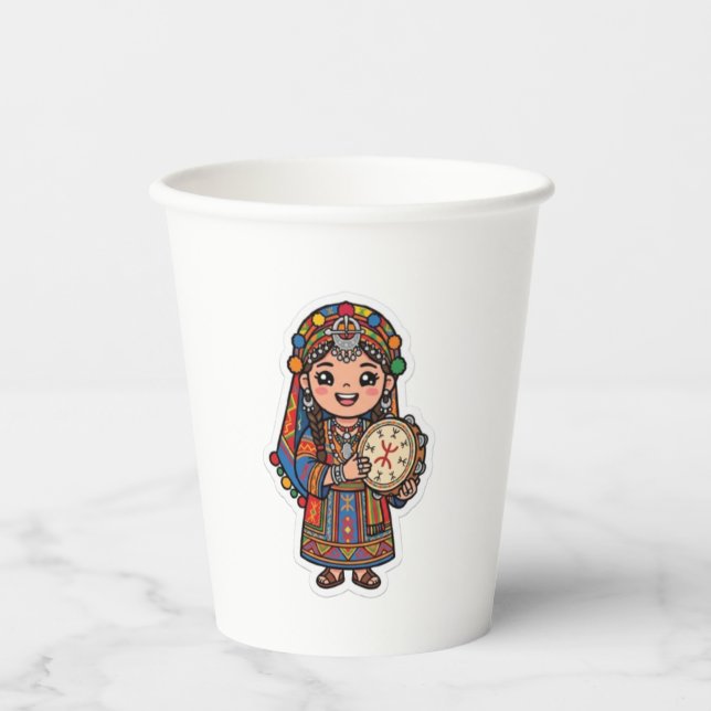 Süße Kawaii Amazigh Ber Pappbecher (Vorderseite)
