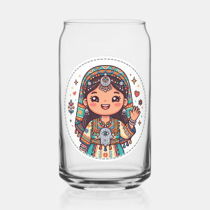 Süße Kawaii Amazigh Marokkanische Frau mit Khamsa  Dosenglas