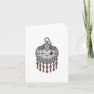 Süße Kawaii Amazigh marokkanische Silber-Ohrring-A Karte