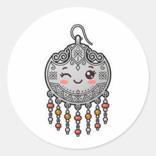 Süße Kawaii Amazigh Marokkanische Silber Ohrring A Runder Aufkleber