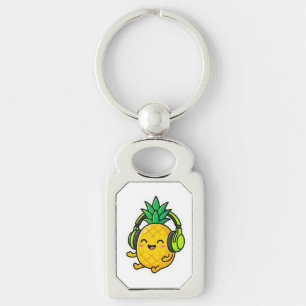 Süße Kawaii Ananas mit Kopfhörern Sommer Sein Schlüsselanhänger