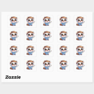 Süße Kawaii-Arztbrille-Anzug-Aktenkoffer Quadratischer Aufkleber