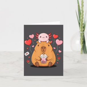 Süße Kawaii Axolotl Capybara Bubble Tea Jungen Mäd Karte
