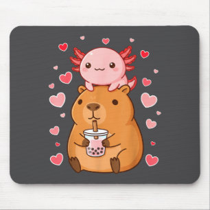 Süße Kawaii Axolotl Capybara Bubble Tea Jungen Mäd Mousepad