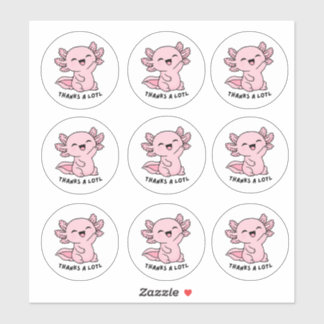 Süße Kawaii-Axolotl-Dankeschön-Sticker-Sheet Aufkleber