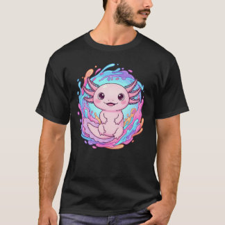 Süße Kawaii-Axolotl-Wasserspritzer-Kunst T-Shirt