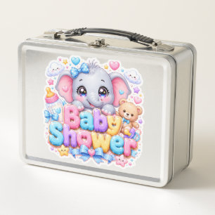 Süße Kawaii-Baby-Shower-Elefant-Pastellrosa-Teddy Metall Brotdose