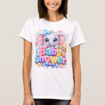 Süße Kawaii-Baby-Shower-Elefant-Pastellrosa-Teddy