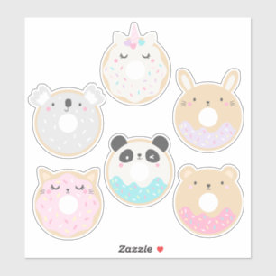 Süße Kawaii-Baby-Tier-Donut-Aufkleber-Packung Aufkleber